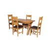 Country Oak 180cm Extending Cross Leg Square Table and 4 Chester Brown Leather Chairs - 3