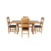Country Oak 180cm Extending Cross Leg Square Table and 4 Chester Brown Leather Chairs - 4