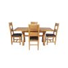 Country Oak 180cm Extending Cross Leg Square Table and 4 Chester Brown Leather Chairs - 4