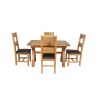 Country Oak 180cm Extending Cross Leg Square Table and 4 Chester Brown Leather Chairs - 5