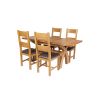 Country Oak 180cm Extending Cross Leg Square Table and 4 Chester Brown Leather Chairs - 6