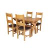 Country Oak 180cm Extending Cross Leg Square Table and 4 Chester Brown Leather Chairs - 7