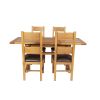 Country Oak 180cm Extending Cross Leg Square Table and 4 Chester Brown Leather Chairs - 8