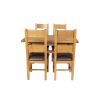 Country Oak 180cm Extending Cross Leg Square Table and 4 Chester Brown Leather Chairs - 9