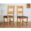 Country Oak 180cm Extending Cross Leg Square Table and 6 Chester Brown Leather Chairs - 7