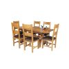 Country Oak 180cm Extending Cross Leg Square Table and 6 Chester Brown Leather Chairs - 2