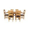 Country Oak 180cm Extending Cross Leg Square Table and 6 Chester Brown Leather Chairs - 4
