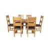 Country Oak 180cm Extending Cross Leg Square Table and 6 Chester Brown Leather Chairs - 5