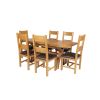 Country Oak 180cm Extending Cross Leg Square Table and 6 Chester Brown Leather Chairs - 6