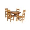 Country Oak 180cm Extending Cross Leg Square Table and 4 Chester Timber Seat Chairs - 3