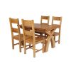 Country Oak 180cm Extending Cross Leg Square Table and 4 Chester Timber Seat Chairs - 7