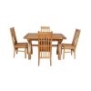 Country Oak 180cm Extending Cross Leg Square Table and 4 Chelsea Timber Seat Chairs - 5