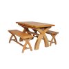 Country Oak 180cm Extending Cross Leg Table and 2 120cm Cross Leg Bench Set - SPRING SALE - 5