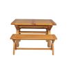 Country Oak 180cm Extending Cross Leg Table and 2 120cm Cross Leg Bench Set - SPRING SALE - 8