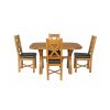 Country Oak 140cm Cross Leg Rounded Corner Table and 4 Grasmere Brown Leather Chairs - SPRING SALE - 2