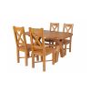Country Oak 140cm Cross Leg Fixed Oval Table and 4 Grasmere Timber Seat Chairs - 2