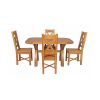 Country Oak 140cm Cross Leg Fixed Oval Table and 4 Grasmere Timber Seat Chairs - 4