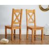 Country Oak 140cm Cross Leg Fixed Oval Table and 4 Grasmere Timber Seat Chairs - 6