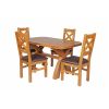 Country Oak 140cm Cross Leg Fixed Oval Table and 4 Windermere Brown Leather Chairs - 3