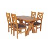 Country Oak 140cm Cross Leg Fixed Oval Table and 4 Windermere Brown Leather Chairs - 2