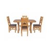 Country Oak 140cm Cross Leg Fixed Oval Table and 4 Windermere Brown Leather Chairs - 5