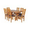 Country Oak 140cm Cross Leg Fixed Oval Table and 6 Windermere Brown Leather Chairs - SPRING SALE - 2