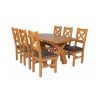 Country Oak 140cm Cross Leg Fixed Oval Table and 6 Windermere Brown Leather Chairs - SPRING SALE - 3