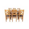 Country Oak 140cm Cross Leg Fixed Oval Table and 6 Windermere Brown Leather Chairs - SPRING SALE - 4