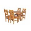 Country Oak 140cm Cross Leg Fixed Oval Table and 4 Windermere Timber Seat Chairs - 2