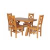 Country Oak 140cm Cross Leg Fixed Oval Table and 4 Windermere Timber Seat Chairs - 3
