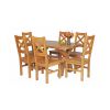 Country Oak 140cm Cross Leg Fixed Oval Table and 6 Windermere Timber Seat Chairs - 2