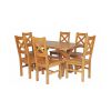 Country Oak 140cm Cross Leg Fixed Oval Table and 6 Windermere Timber Seat Chairs - 6