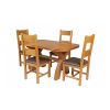 Country Oak 140cm Cross Leg Fixed Oval Table and 4 Chester Brown Leather Chairs - 2