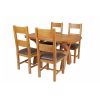 Country Oak 140cm Cross Leg Fixed Oval Table and 4 Chester Brown Leather Chairs - 3