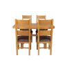 Country Oak 140cm Cross Leg Fixed Oval Table and 4 Chester Brown Leather Chairs - 5