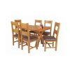 Country Oak 140cm Cross Leg Fixed Oval Table and 6 Chester Brown Leather Chairs - 2