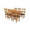 Country Oak 140cm Cross Leg Fixed Oval Table and 6 Chester Brown Leather Chairs - 3