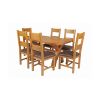 Country Oak 140cm Cross Leg Fixed Oval Table and 6 Chester Brown Leather Chairs - 5