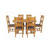 Country Oak 140cm Cross Leg Fixed Oval Table and 6 Chester Brown Leather Chairs - 6