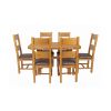 Country Oak 140cm Cross Leg Fixed Oval Table and 6 Chester Brown Leather Chairs - 6