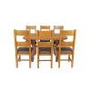 Country Oak 140cm Cross Leg Fixed Oval Table and 6 Chester Brown Leather Chairs - 7