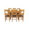 Country Oak 140cm Cross Leg Fixed Oval Table and 6 Chester Brown Leather Chairs - 7