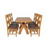 Country Oak 140cm Cross Leg Fixed Oval Table and 6 Chester Brown Leather Chairs - 8