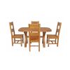 Country Oak 140cm Cross Leg Fixed Oval Table and 4 Chester Timber Seat Chairs - 4