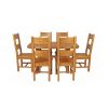 Country Oak 140cm Cross Leg Fixed Oval Table and 6 Chester Timber Seat Chairs - 5