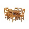 Country Oak 140cm Cross Leg Fixed Oval Table and 6 Chester Timber Seat Chairs - 7