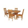 Country Oak 140cm Cross Leg Fixed Oval Table and 4 Chelsea Timber Seat Chairs - 3