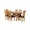 Country Oak 180cm Cross Leg Rounded Corner Table and 6 Grasmere Brown Leather Chairs - SPRING SALE - 2