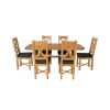 Country Oak 180cm Cross Leg Rounded Corner Table and 6 Grasmere Brown Leather Chairs - SPRING SALE - 4
