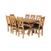 Country Oak 180cm Cross Leg Fixed Oval Table and 8 Grasmere Brown Leather Chairs - 2